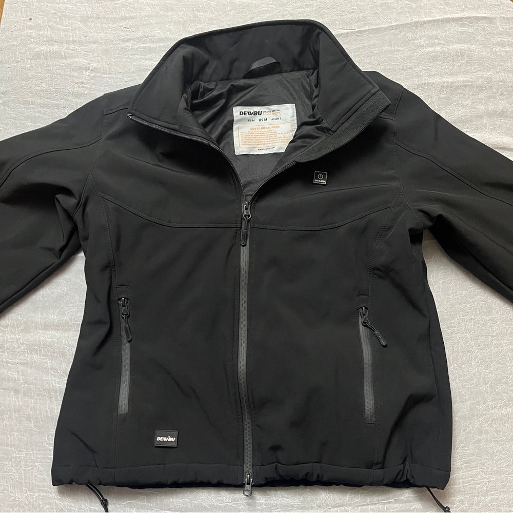 Dewbu Black Heated Jacket with Temperature Control with battery pack size medium